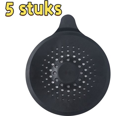 Bonde de sol en silicone 5 pièces - Anti-obstruction - Filtre d'égout - Lavabo - Bonde de sol étanche, idéale pour la désodorisation, la prévention des fuites et la salle de bain - 14 x 17 cm - Noir (1/5)