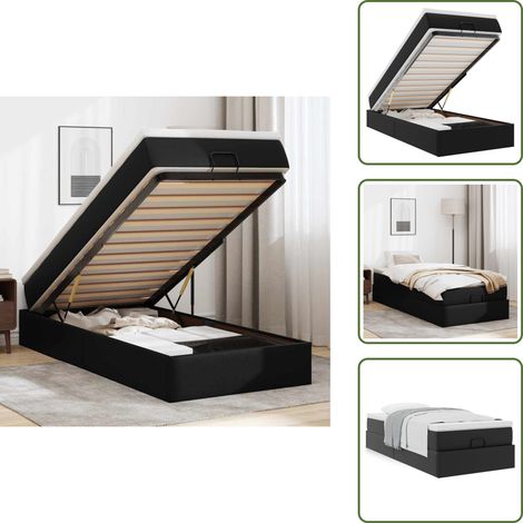 vidaXL Ottoman-Bett mit Matratze Schwarz 90x190 cm Kunstleder (1/5)
