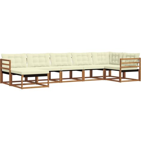 Conjunto de sofás de exterior 7 uds. Natural y Crema vidaXL (1/5)