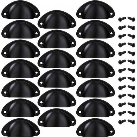 Poignée de Tiroir Bouton Porte Coquille Poignée en Forme de Coquille Décoration Porte Meuble Tiroir Armoire Placard avec Vis 20 Pièces Noir (1/4)