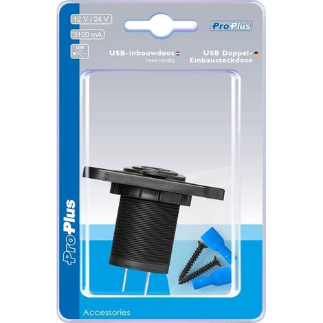 Porta USB doppia da incasso tipo A 3100mA 12V24V in blister