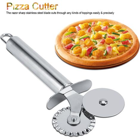 Roulette à pizza en acier inoxydable, roulette de cuisine, couteau à gâteau de sécurité (1/5)