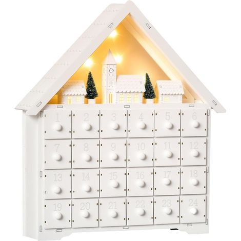 Design village de Noël en bois calendrier de l'Avent à remplir 24 tiroirs pour table et cheminée (1/5)
