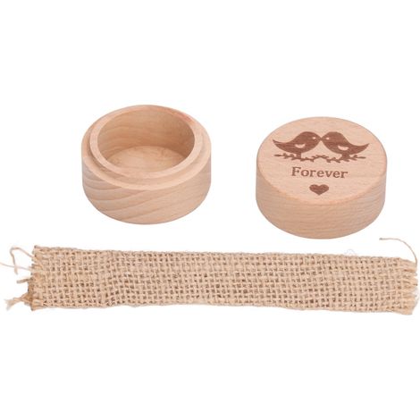 Boîte à bagues en bois, boîte à bagues de fiançailles ronde et portable de style antique, boîte à bagues de mariage et de fiançailles (1/5)