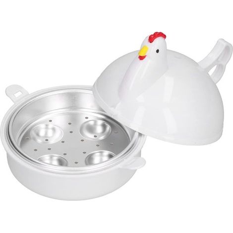 Cocedor de huevos para microondas con asa, Cocción rápida de huevos en 10 minutos, Cocedor de huevos blancos, Apto para 4 huevos (1/5)