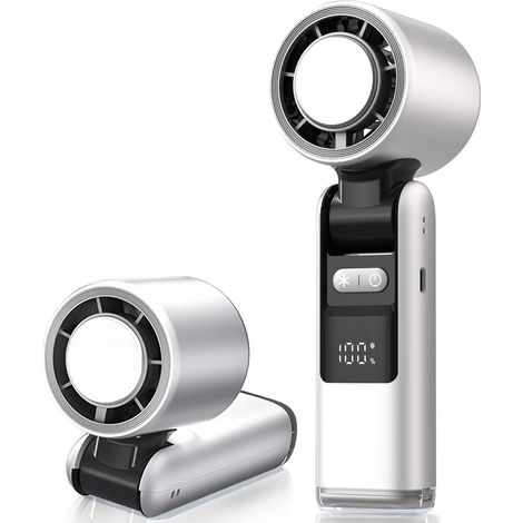 Tragbarer Turbo-Ventilator mit 100 Geschwindigkeitsstufen  Mini-USB-C-Ventilator mit Kühlpad – Weiß
