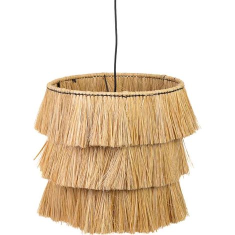 Lampara de techo de fibra natural marrón 38x38x38