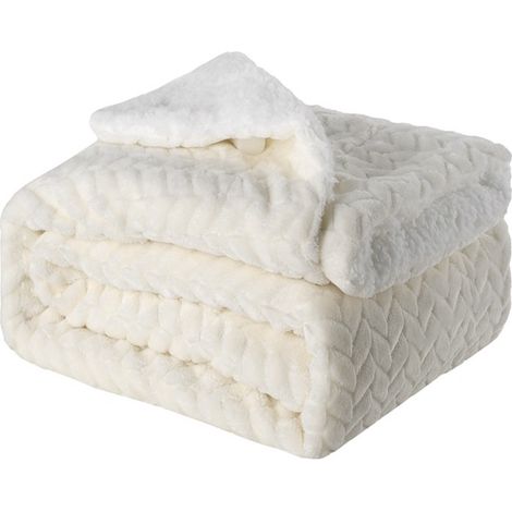 Manta reversible, lana sherpa, terciopelo de piel de cordero, 127x152cm, sofá cama o coche (1/5)