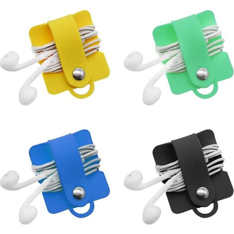 Lot de 4 organisateurs de câbles pour casque audio, enrouleur de câble et touret de gestion des câbles (1/5)