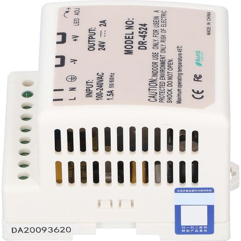 Alimentation LED DIN Rail 24V 45W Régulée Réglable pour Armoire Électrique (1/5)