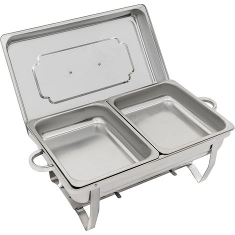 Ensemble de buffet à réchaud, 4 pièces, en acier inoxydable, chauffage à l'alcool, Argent (1/2)