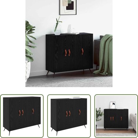 vidaXL Schwarz Eichen-Optik - Sideboard Schwarz Eichen-Optik 89,5 x 34 x 80 cm Holzwerkstoff (1/5)