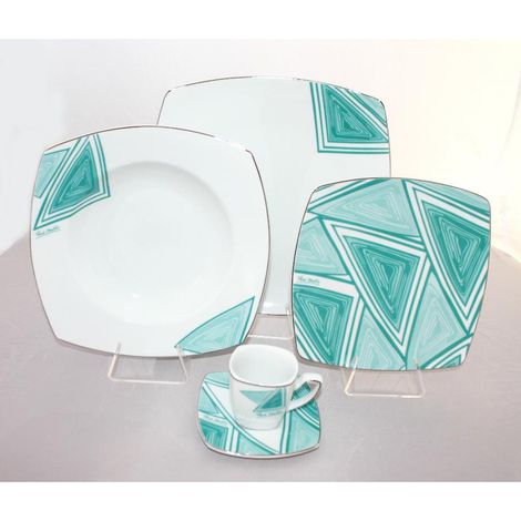 Servizio di Piatti da Tavola in Porcellana Mire Acquamarine 19 pezzi (1/3)