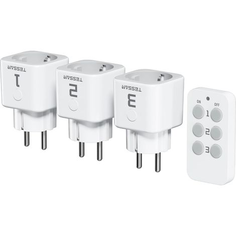 Prise Telecommande sans Fil, Portée de 30,5 M, Lot de 3, Blanc 3 Prises et 1 Télécommande, Intérieures Prise avec Interrupteur, pour Décoration de Noël, Électroménager, 2300W (1/5)