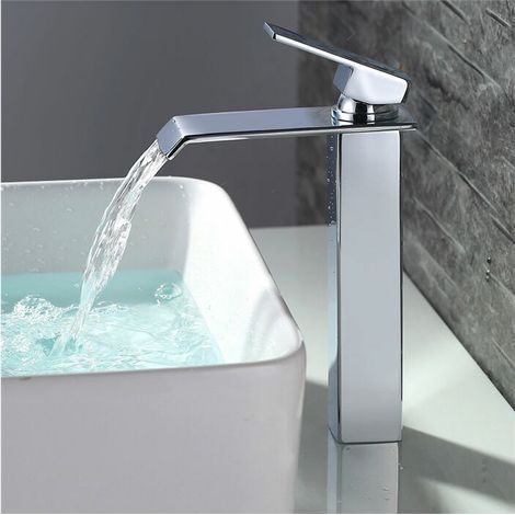GABRIELLE Wasserfall-Badezimmerarmatur, Waschtischmischer, hoher Auslauf, Chrom-Waschtischarmaturen, modernes Design (1/5)