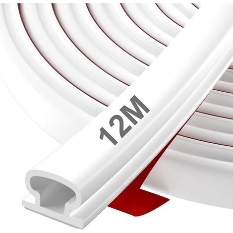 Joint de Porte Autocollant en Caoutchouc - Bande d'Étanchéité avec Isolation Phonique, Efficacité Énergétique, Résistance aux Intempéries, pour Fenêtres, Portes d'Entrée & Intérieurs, 12m Blanc (1/5)