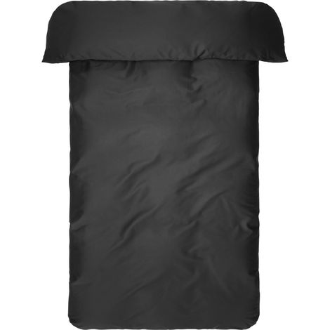 Housse de Couette en Satin de Coton Biologique Noir 140 x 200 cm (1/4)