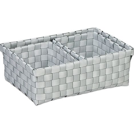 Set di 3 cestini portaoggetti di design moderno per interni 30 x 30 x 20 cm in tessuto grigio 130014879