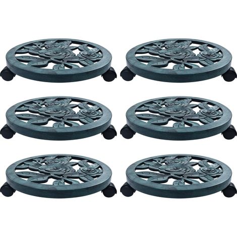 vidaXL Plant Trolleys 6 pcs Green 38 cm Plastic