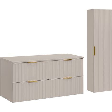 Badmöbel Set mit 120cm Waschtischunterschrank, 2-teilig, in Beige, ADELAIDE-56-CASHMERE (1/5)