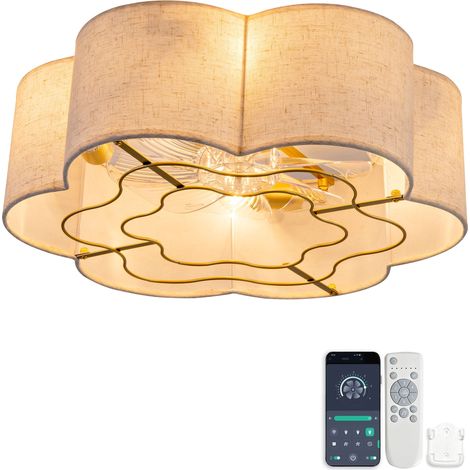 Ventilateur de plafond 50 cm éclairage LED ABS cuivre réversible 6 vitesses télécommande minuterie et mémoire économie énergie (1/5)