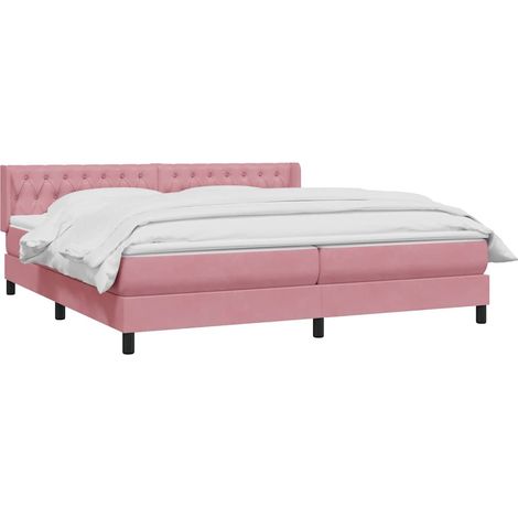 vidaXL Giroletto a Molle con Materasso Rosa 180x210 cm in Velluto (1/5)