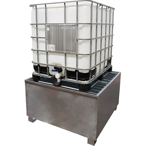 Bac de rétention en acier galvanisé -  4 fûts ou 1 cuve - 1000L - MCT1000-C