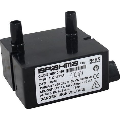 Transformador Brahma 2x12kv TD2STPAF cable conector salida vertical (terminal redondo 4mm)