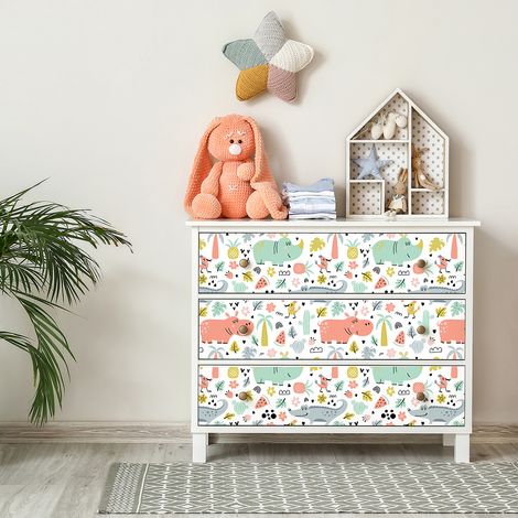 Sticker meuble pour enfant animaux souriants 40 x 60 cm (1/5)