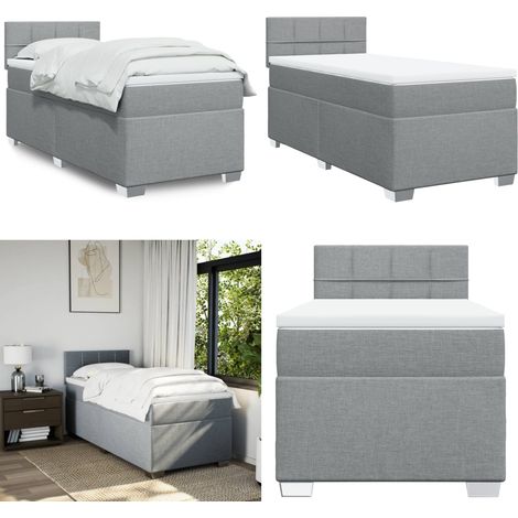 Boxspringbett mit Matratze Hellgrau 90x200 cm Stoff - Boxspringbett - Doppelbett - Schlafsystem - Bettsofa - Lattenrost - Home & Living (1/5)