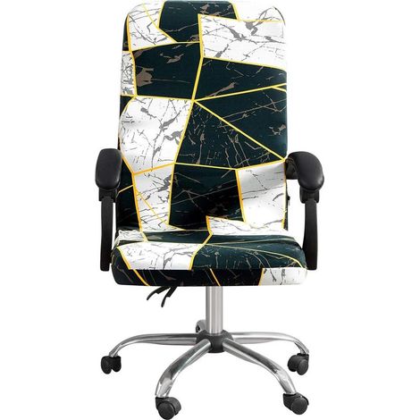 Housse de Chaise de Bureau, Démontable Elastique Simplissime Style Housse avec motif géométrique pour Fauteuil de Bureau Extensible Protection pour Chaise d'ordinateur(L) (1/5)