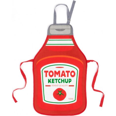 Balvi Tablier Tomate mit verstellbarem Schlaufen, Flasche in Form von Ketchup, Polyester/Baumwolle 88cm