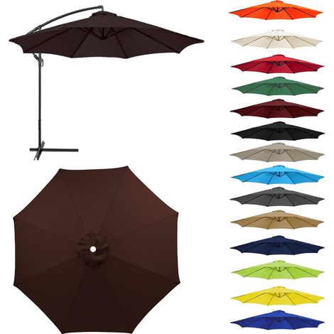 Auvent De Remplacement pour Parasol Toile De Parasol Déporté Remplacement Pour Cour,Jardin,Plage, Protection UV 50+ (2.3m-8 ribs,Café)