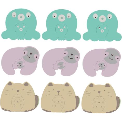 Lot de 9 butoirs porte chat et d'animaux dessin animé, colorés faciles à utiliser, pour éviter que (1/5)