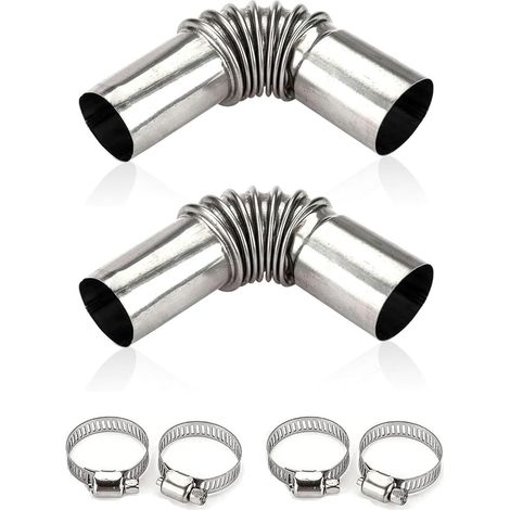 2 pièces raccords coudés en acier inoxydable pour tuyau d'échappement - 13 cm - Tuyau de ventilation en acier inoxydable - Chauffage auxiliaire - Tuyau d'échappement (1/5)