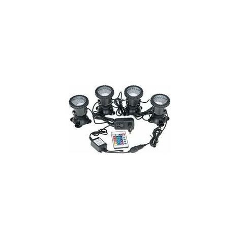 Spots sous-marins étanches multicolores RVB pour aquarium avec télécommande pour bassin de jardin, aquarium, piscine, prise britannique (lot de 4 lumières) (1/4)