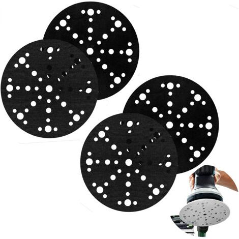 4 Stück Flexible Schleifpads 150mm, 49 Löcher, Weiche Schaumstoff-Zwischenlage für Schleif- und Polierteller, Weiches Schwammpad für Schleifmaschinen und Poliermaschinen (1/4)