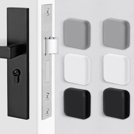 Wall-mounted door stopper large 6 pieces self-adhesive rubber door buffer white/black/gray 45mm×45mm door handle buffer wall buffer for door handles against door stopper (1/4)