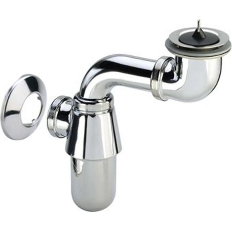 Viega siphon à godet pour bonde gain de place ergonomique avec bouchon 5/4 chrome