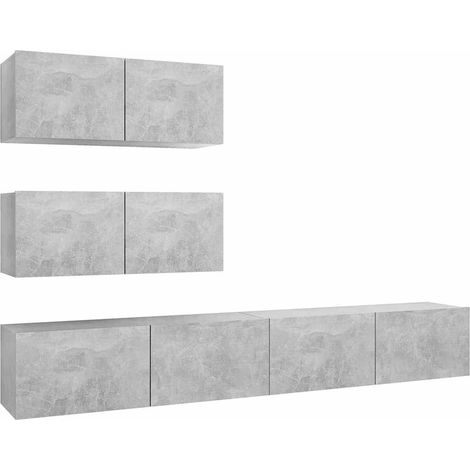 Maison Exclusive - 4-tlg. TV-Schrank-Set Betongrau Holzwerkstoff (1/5)