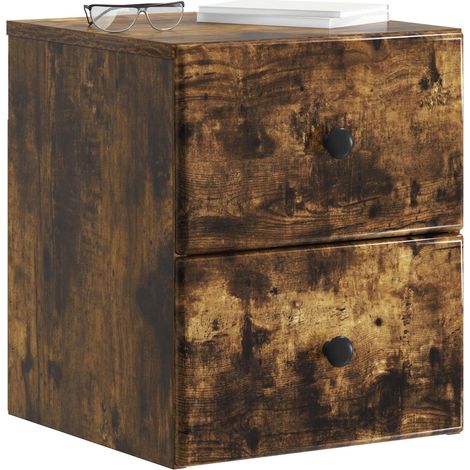 Maison Exclusive - Mobiletto da notte a muro 2 pcs Rovere Fumo 34,5 x 33 x 40 cm