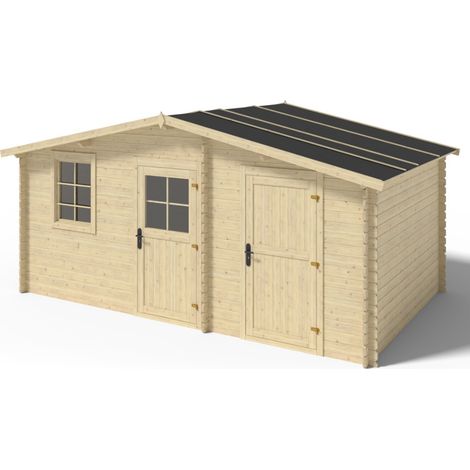 Casetta da giardino in legno - 15.00m2 - 5.00x3.00m - 28mm - colore: naturale - DOM578 (1/5)