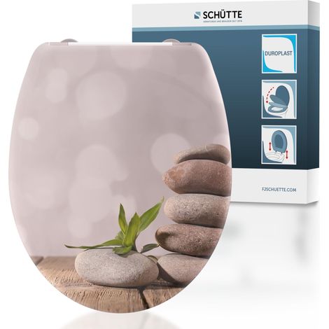 SCHÜTTE Sedile WC PYRAMID con abbassamento automatico e chiusura rapida in Duroplast  Coperchio WC con portata di 175 kg  Sedile WC con occhiali  Coperchio WC per WC  Occhialini con motivo