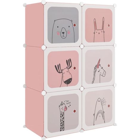 Kinderschrank Modular mit 6 Würfeln Rosa PP vidaXL