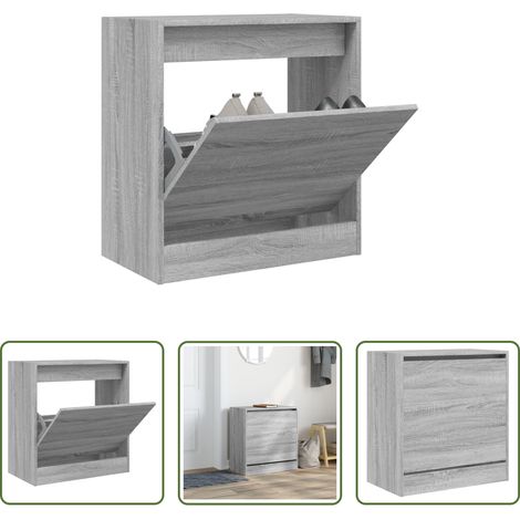 vidaXL Meuble à chaussures - Meuble à chaussures sonoma gris 60x34x63,5 cm bois d'ingénierie (1/5)