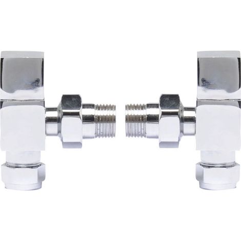 Hudson Reed Pure Square Angled Radiator Valves Pair - Chrome (1/2)