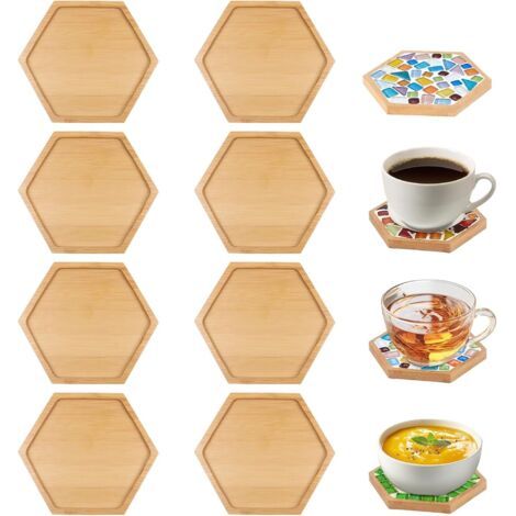 QORVA-Lot de 8 dessous de verre vides en bambou pour travaux manuels, plantes, gobelets, bougies, prières de spa, décoration de salon, mosaïque DIY