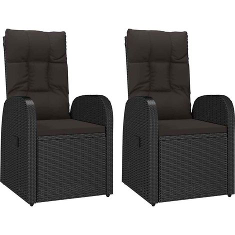 Maison Exclusive - Sedie da Giardino Reclinabili 2 pz con Cuscini Polyrattan Nero (1/5)