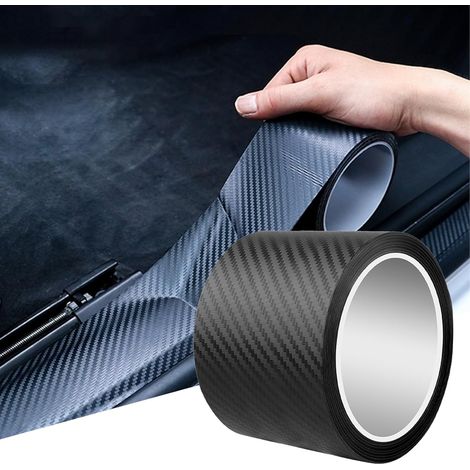 10 cm x 3 m Covering Carbone Film Carbone Voiture Protection Seuil de Porte Voiture 5D Bande Autocollante Voitures Film carbones Adhésif pour la Plupart des Voitures, Vélo, Moto (Noir) (1/5)
