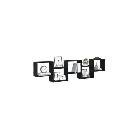 Étagère cube murale 5 compartiments noir bois d'ingénierie (1/5)